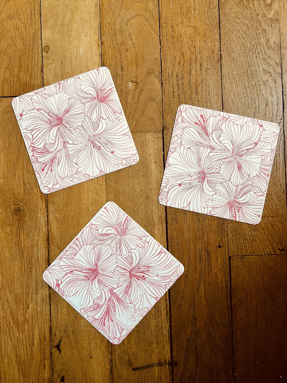 Cartes décoratives fleurs en tampon