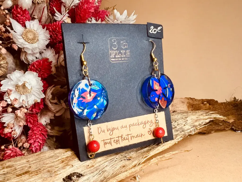 Boucles d'oreilles "fleur bleue"